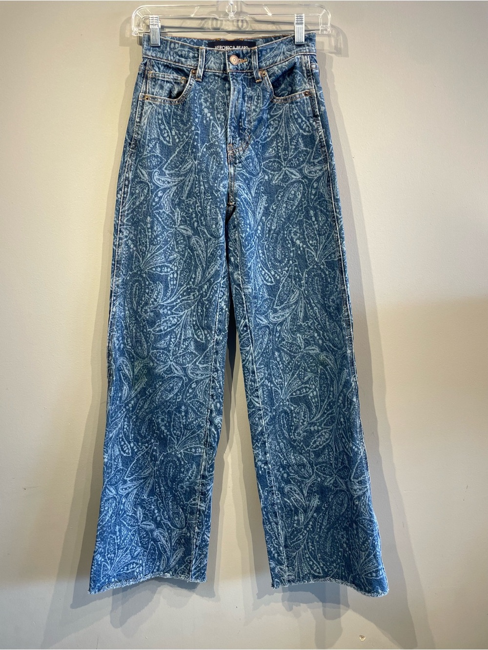 Veronica Beard Blue Paisley Wide-Leg Jeans size 23